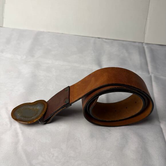 VTG‎ The Highwayman Brazilian Agate Buckle Steerhide Leather Belt XXL Western main image 6